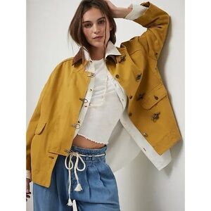 Free People We The Free Denim Barn Coat Jacket Mustard Yellow